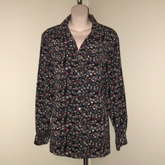 NWOT Impressions pattern vintage button down top - Picture 3 of 7